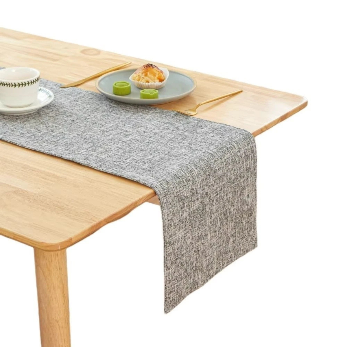 Grey Solid Color Linen Table Runner Dining Table Decorative Cloth