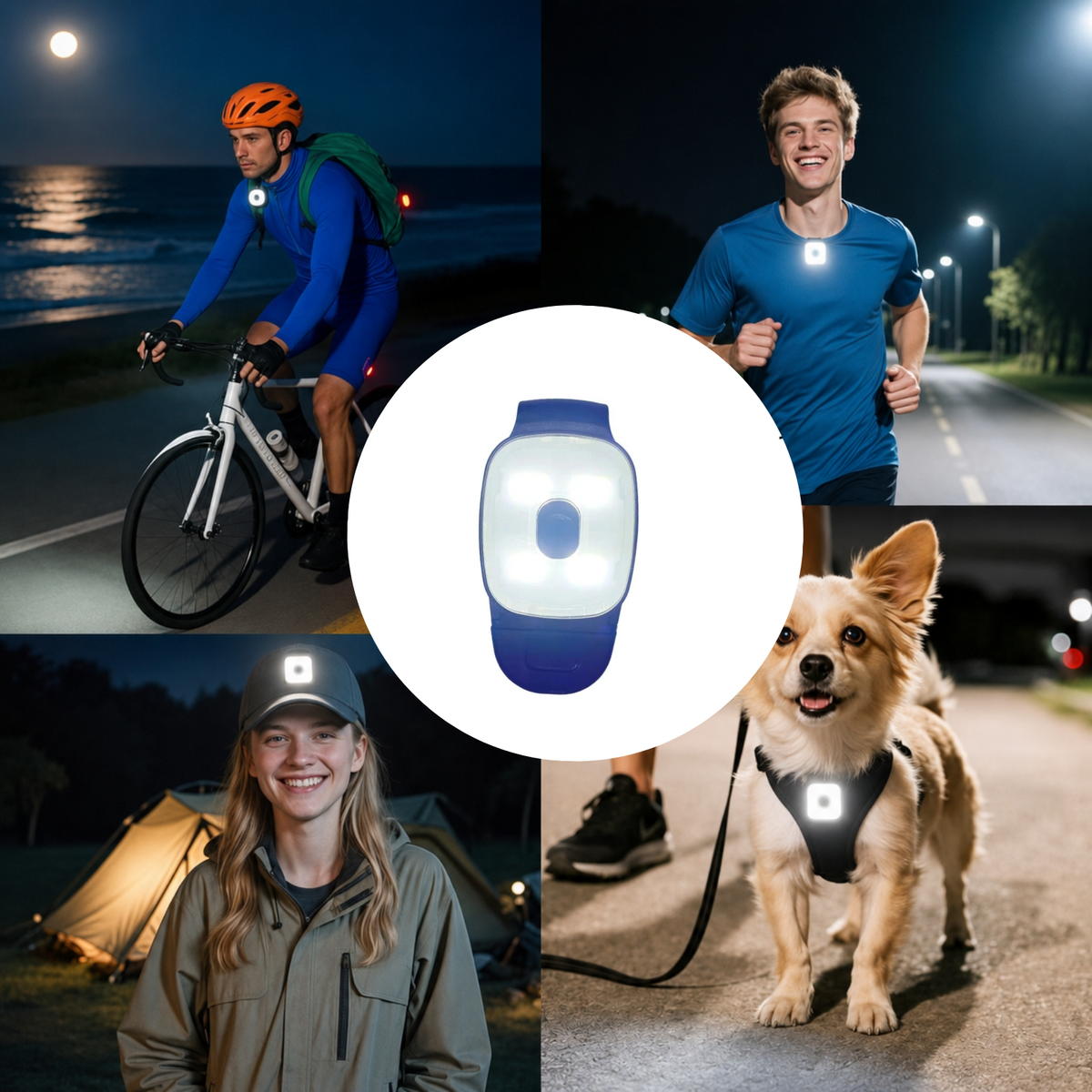 Super Bright Rechargeable LED Running Light Clip On Safety Flashlight