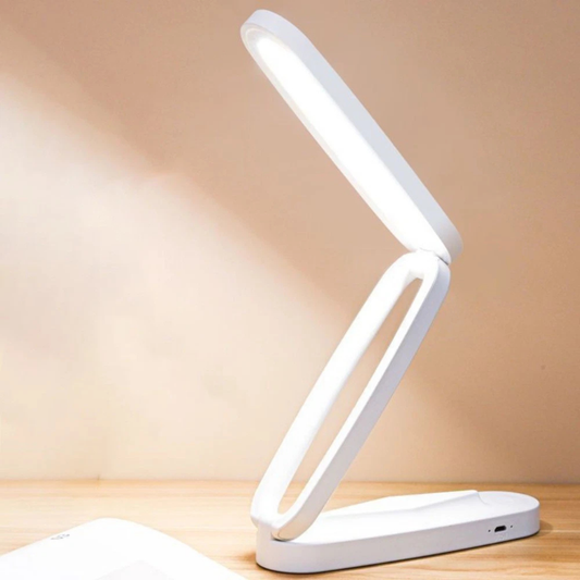 White Foldable Rechargeable LED Desk Lamp Eye Protection Reading Light