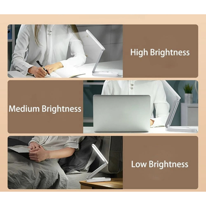 White Foldable Rechargeable LED Desk Lamp Eye Protection Reading Light