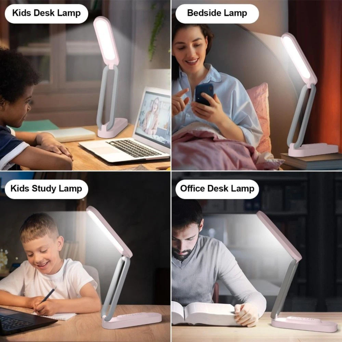 White Foldable Rechargeable LED Desk Lamp Eye Protection Reading Light