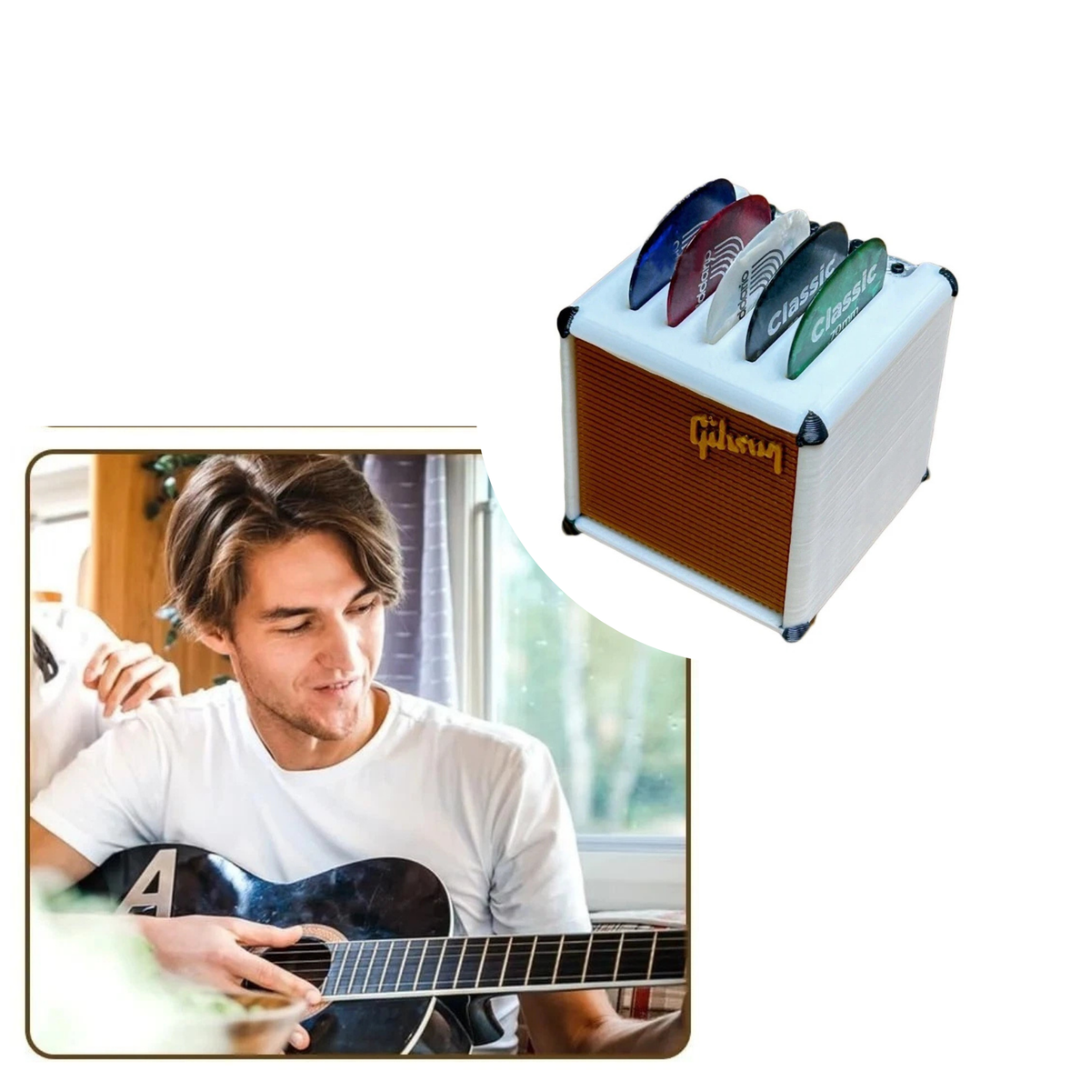 Waterproof Guitar Pick Holder Case for Bass Guitar Ukulele Style B