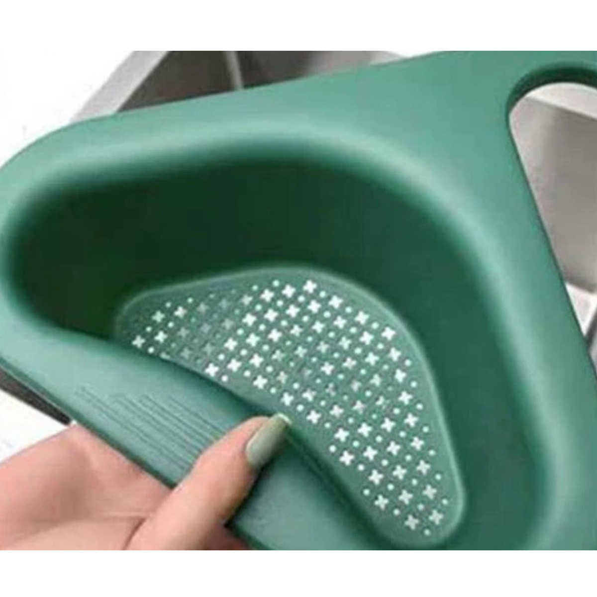 Green Triangle Sink Drain Basket Kitchen Food Waste Strainer Holder