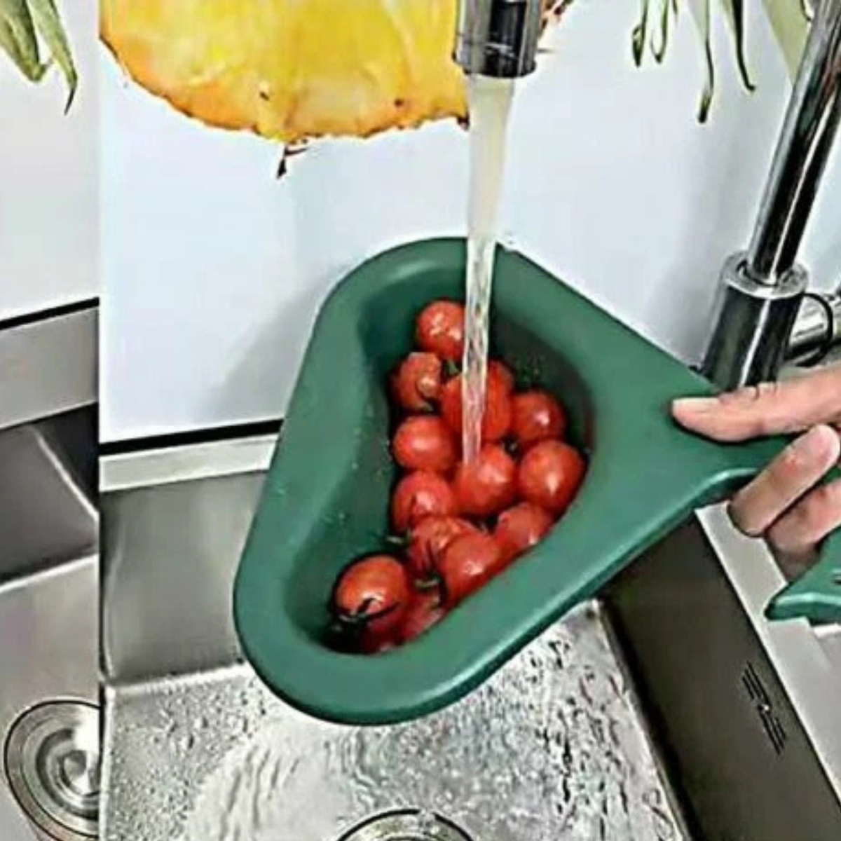 Green Triangle Sink Drain Basket Kitchen Food Waste Strainer Holder