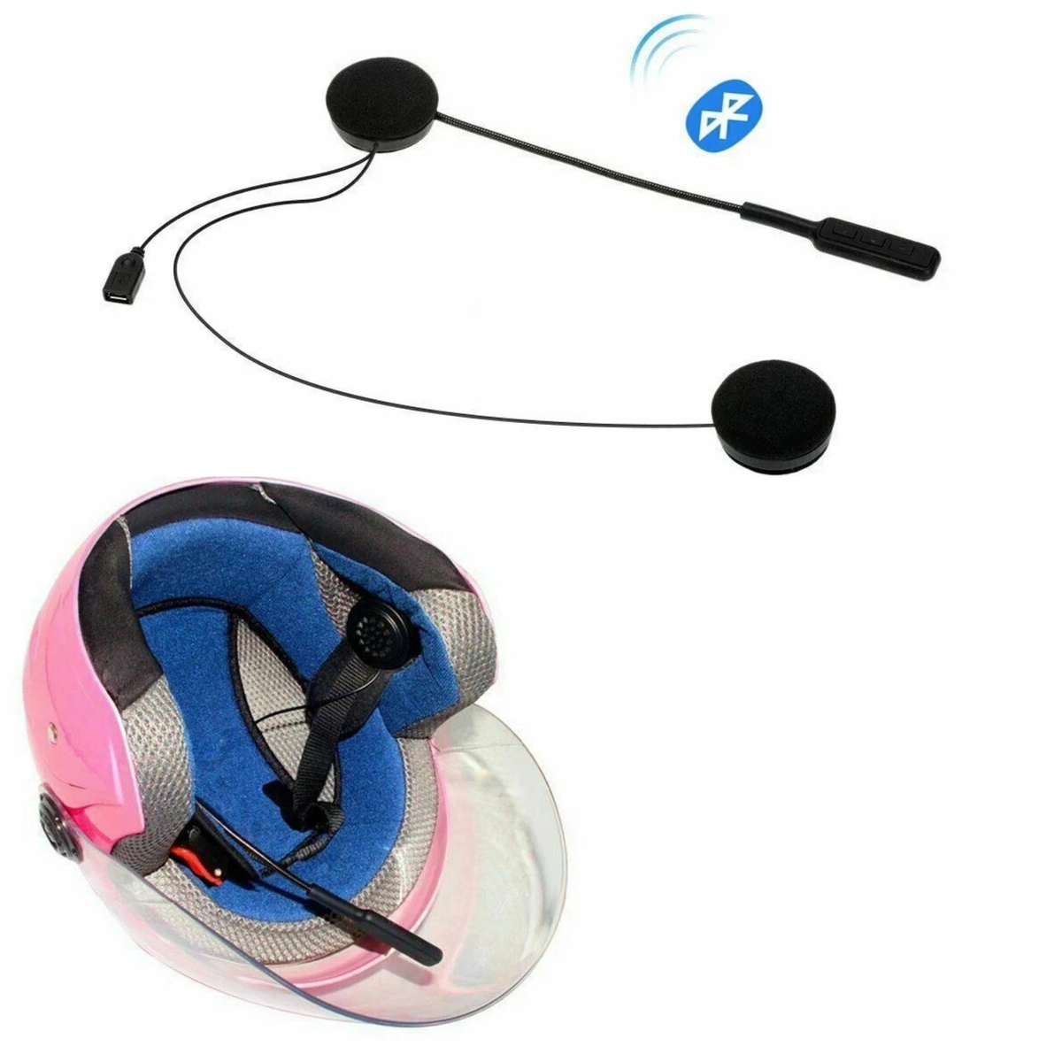 Bluetooth 5.1 Motorcycle Helmet Headset Intercom Microphone System