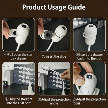 6 Projector Films Galaxy Projector 2 in 1 USB LED Night Light Lamp