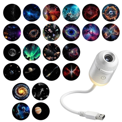 24 Projector Films Galaxy Projector 2 in 1 USB LED Night Light Lamp