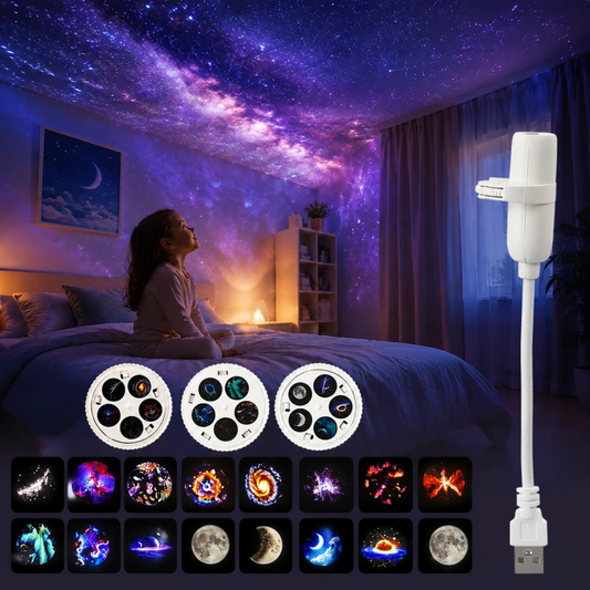 15 Projection Films 2 in 1 Galaxy Star Projector Night Light USB Portable LED