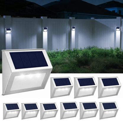 10 Pack Solar 3 LED Deck Lights Outdoor Garden Fence Pathway Steps
