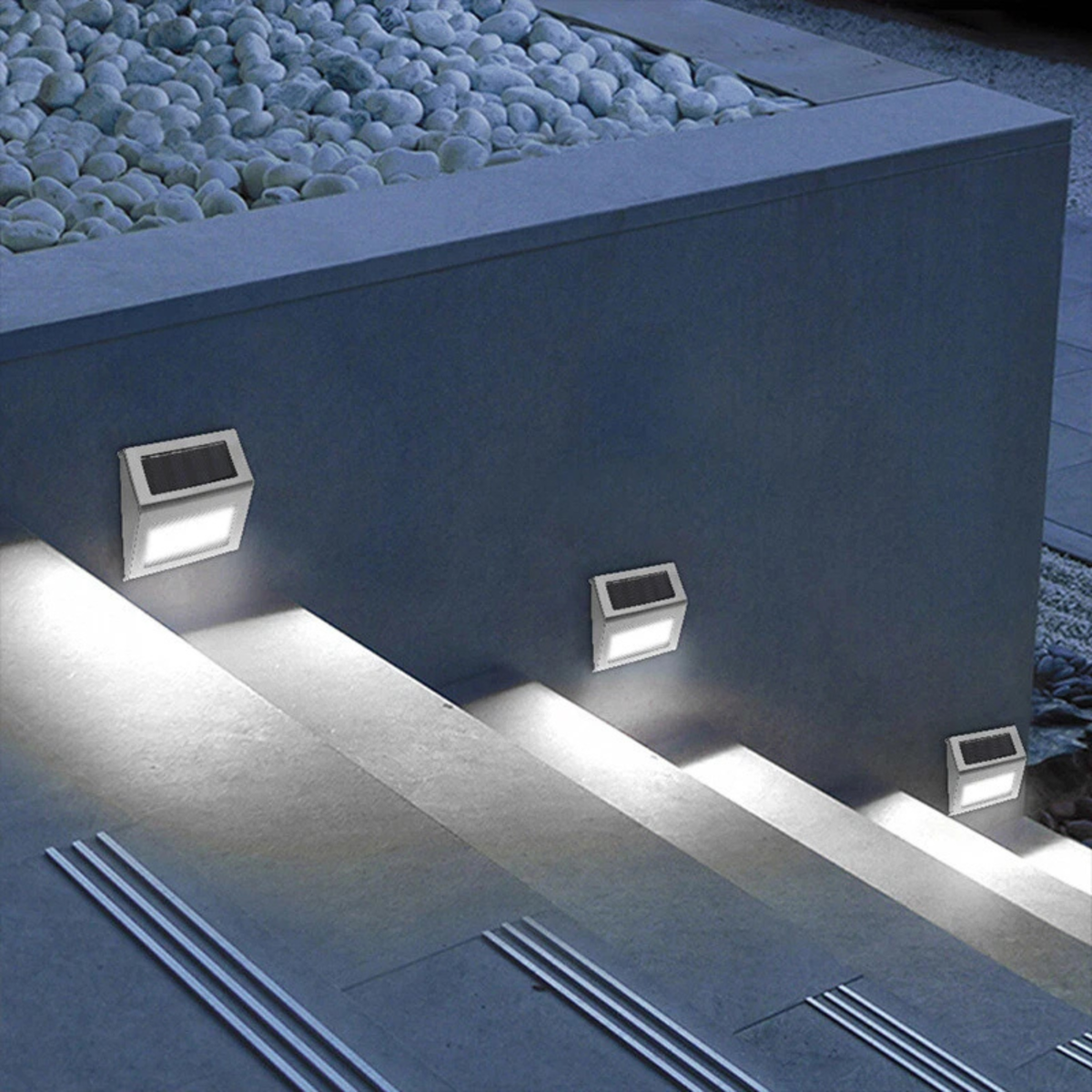 10 Pack Solar 3 LED Deck Lights Outdoor Garden Fence Pathway Steps