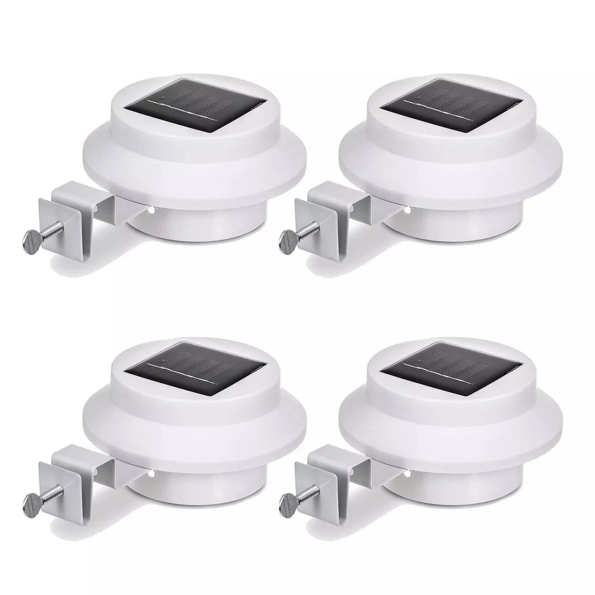 4x White Solar Powered 3 LED Gutter Wall Fence Outdoor Security Lights