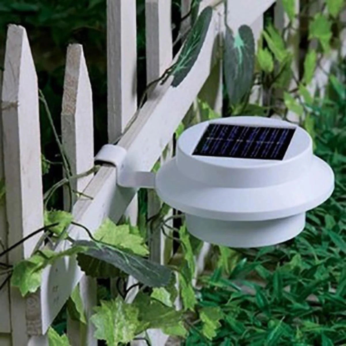 4x White Solar Powered 3 LED Gutter Wall Fence Outdoor Security Lights