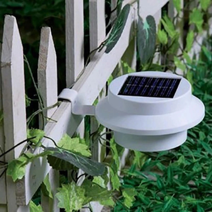 4x White Solar Powered 3 LED Gutter Wall Fence Outdoor Security Lights