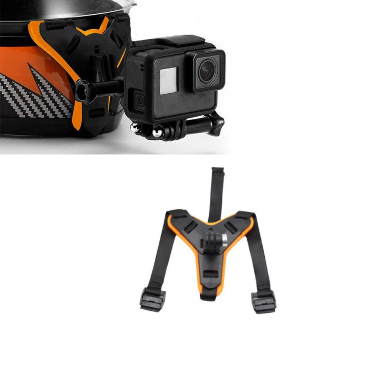 Orange Motorcycle Helmet Chin Mount Holder for GoPro Hero Camera