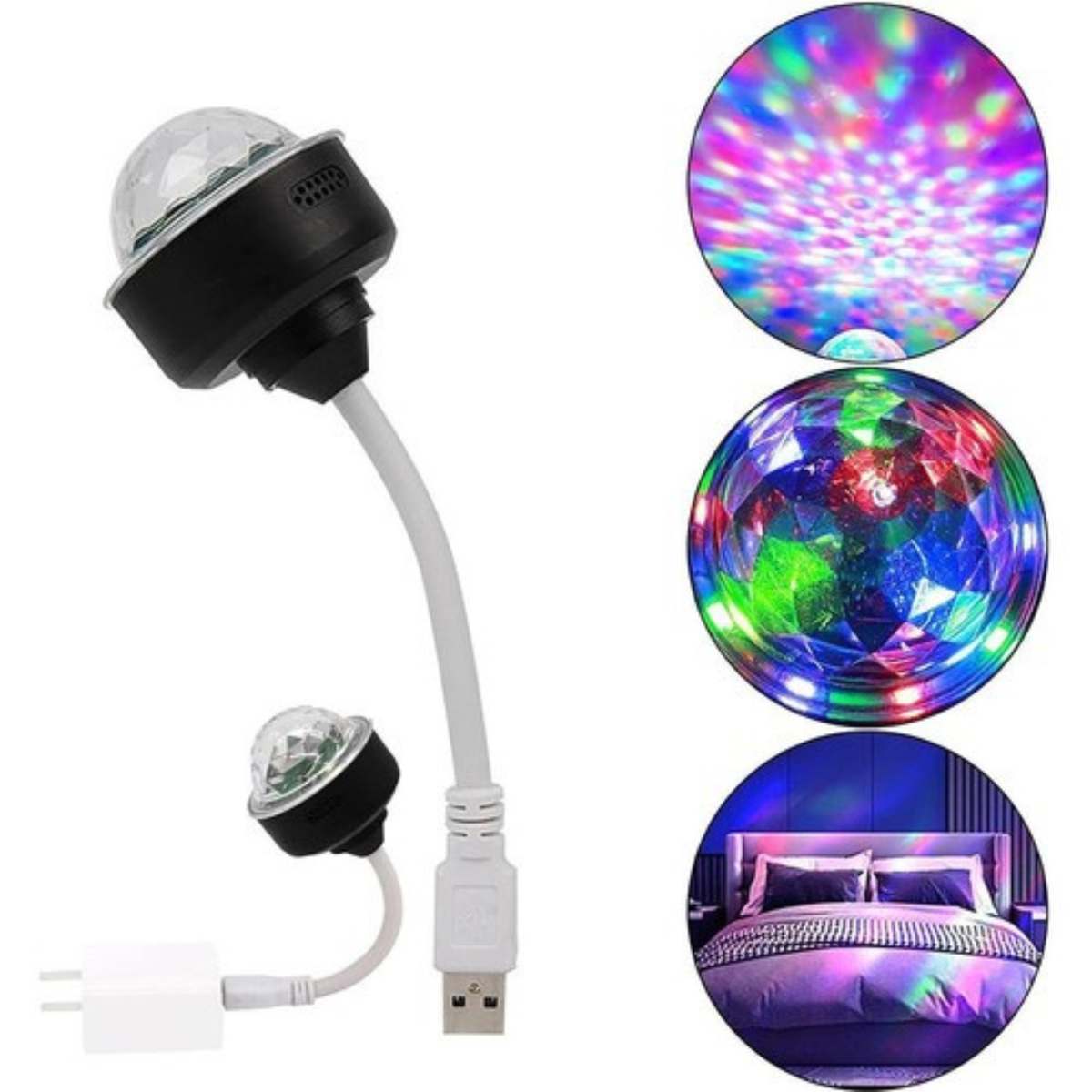 White USB Rotating Disco Light RGB Magic Ball Party Stage Lighting