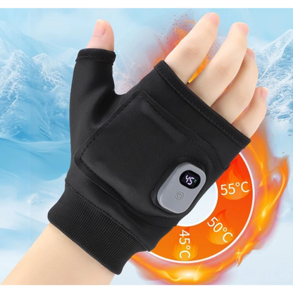 Black Rechargeable Electric Heated Fingerless Gloves Waterproof Warmers