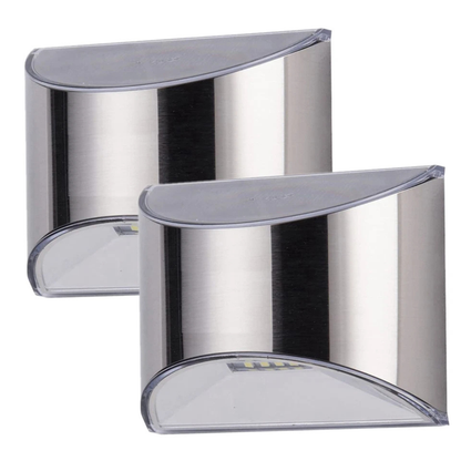 2 Pack Solar LED Security Wall Lights Outdoor Fence Post Step Lamps