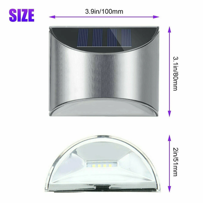 2 Pack Solar LED Security Wall Lights Outdoor Fence Post Step Lamps