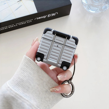 Silver AirPods 4 Protective Headphone Case Travel Luggage Style Cover