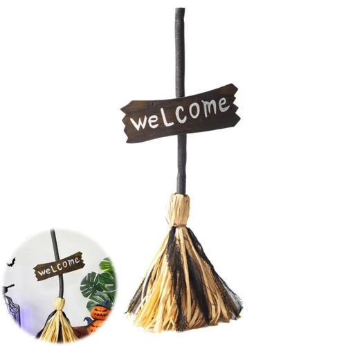 Electric Dancing Witch Broom Animated Halloween Haunted Decoration 66cm