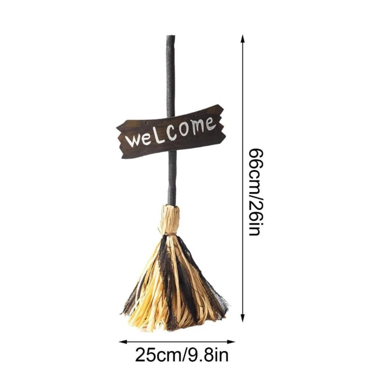 Electric Dancing Witch Broom Animated Halloween Haunted Decoration 66cm