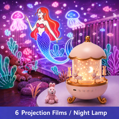 6 Films Carousel Star Projector Night Light 360° Rotating Rechargeable