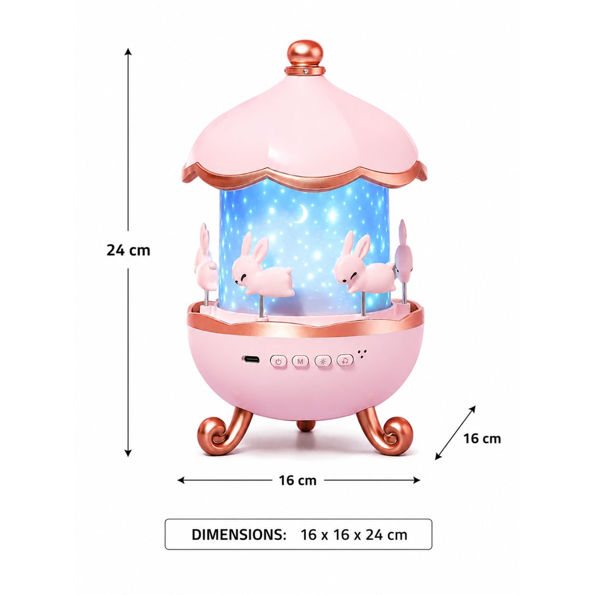 12 Films Carousel Star Projector Night Light Bluetooth 360° Rotating Lamp