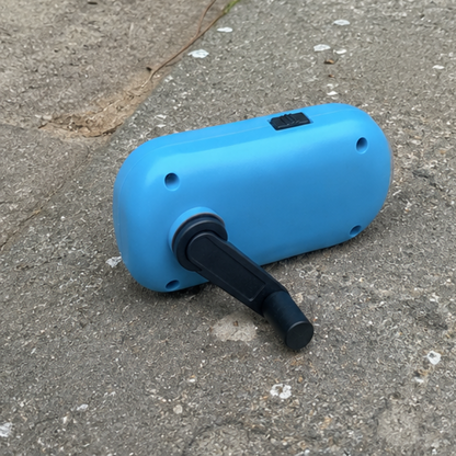 Blue Solar Hand Crank Flashlight LED Emergency Camping Torch Outdoor Light