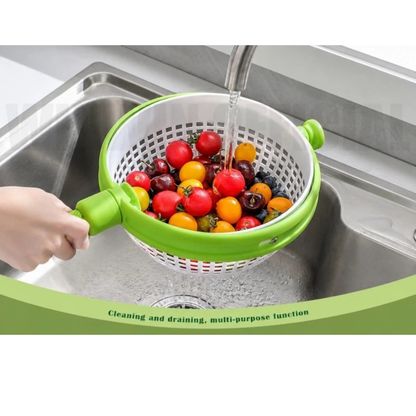 Manual Salad Spinner Vegetable Fruit Washer Drain Basket Kitchen Cleaner