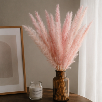 15x Pink Dried Pampas Grass Stems Home Wedding Decor Flowers Arrangement