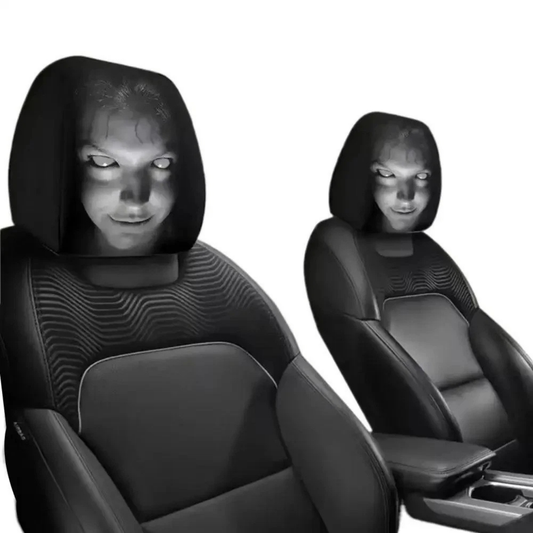 2x Ghost Face Car Headrest Covers Halloween Seat Protectors Interior Decor