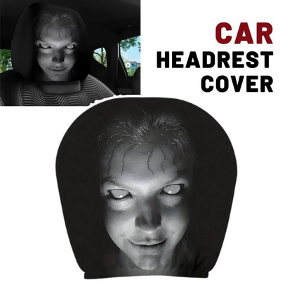 2x Ghost Face Car Headrest Covers Halloween Seat Protectors Interior Decor
