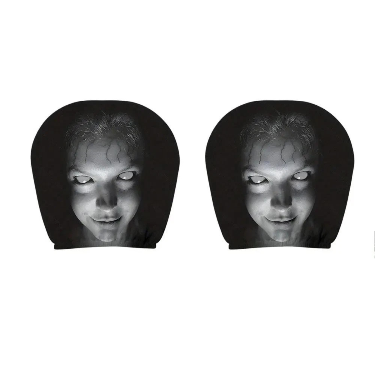 2x Ghost Face Car Headrest Covers Halloween Seat Protectors Interior Decor