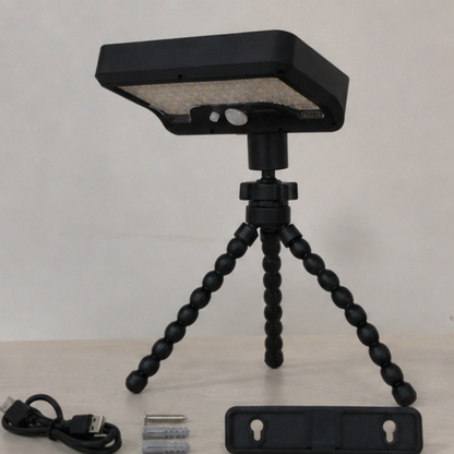Black White Light Solar Motion Sensor Flood Light Octopus Tripod Outdoor