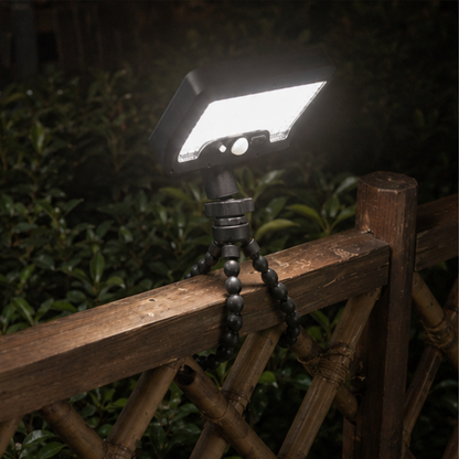 Black White Light Solar Motion Sensor Flood Light Octopus Tripod Outdoor