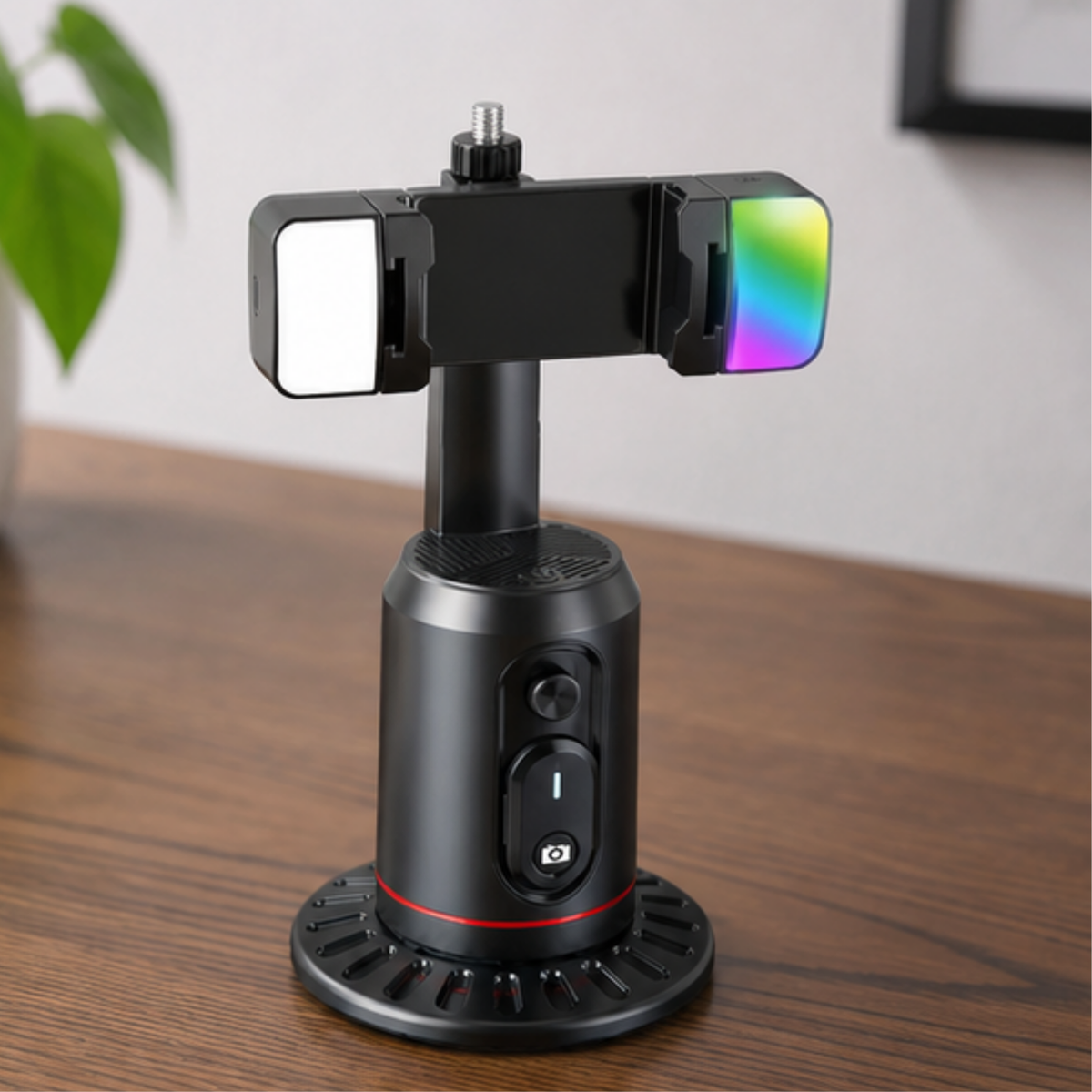 AI Smart Gimbal Tripod 360 Face Tracking Phone Holder 2 Lights Stabilizer