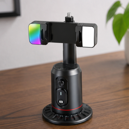 AI Smart Gimbal Tripod 360 Face Tracking Phone Holder 2 Lights Stabilizer