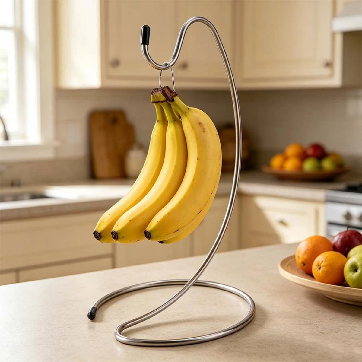 1X Metal Banana Hanger Fruit Rack Hook Stand Kitchen Organizer