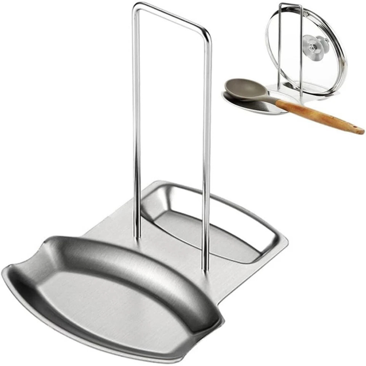 Stainless Steel Pot Lid Holder Spoon Rack Kitchen Drip Tray