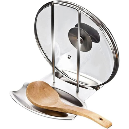 Stainless Steel Pot Lid Holder Spoon Rack Kitchen Drip Tray