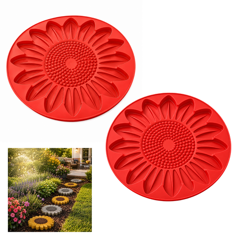 2X Sunflower Stepping Stone Mold Reusable Concrete Garden Paver DIY