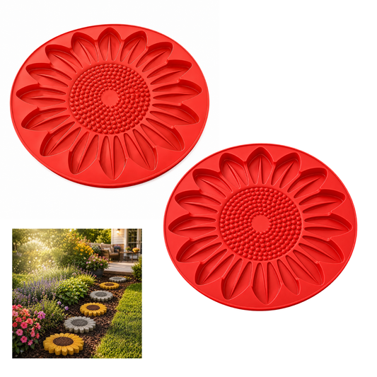 2X Sunflower Stepping Stone Mold Reusable Concrete Garden Paver DIY