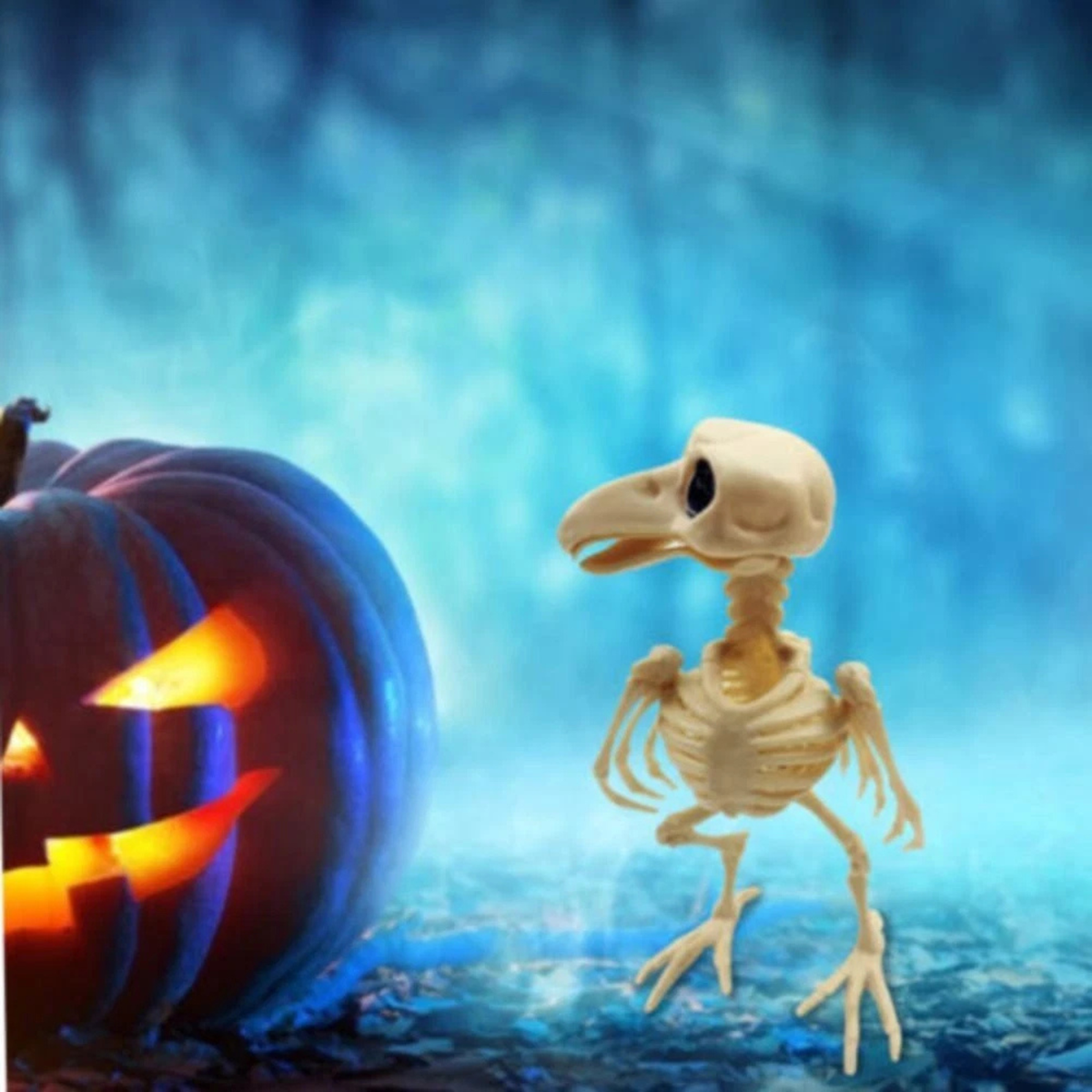 Crow Skeleton Animal Fake Bird Halloween Decoration Scary Model Prop