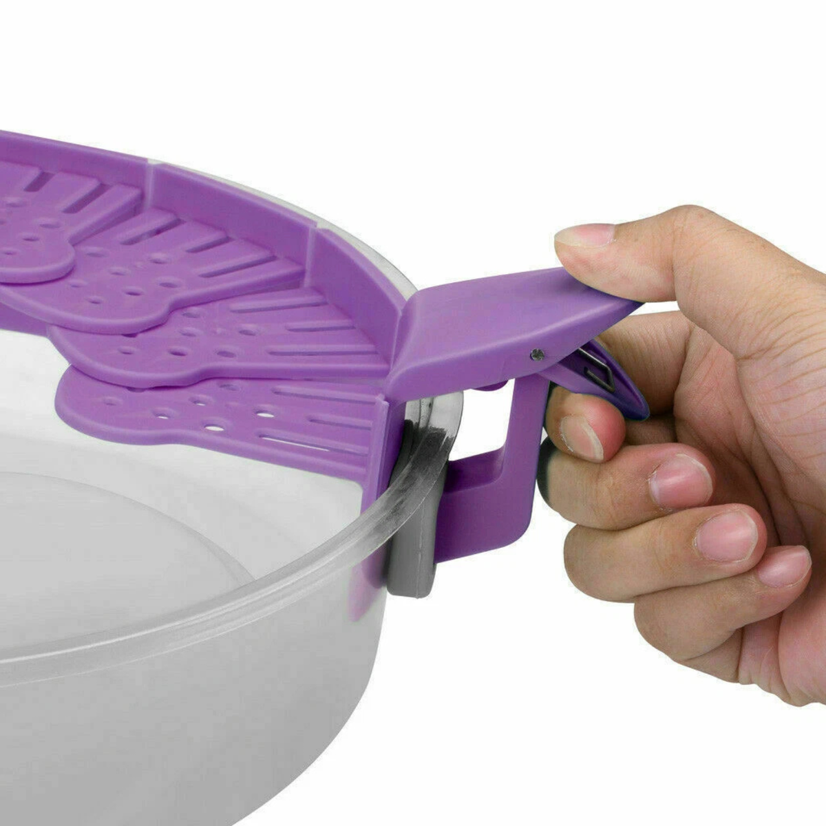 Purple Creative Silicone Foldable Clip On Kitchen Strainer Collapsible Colander
