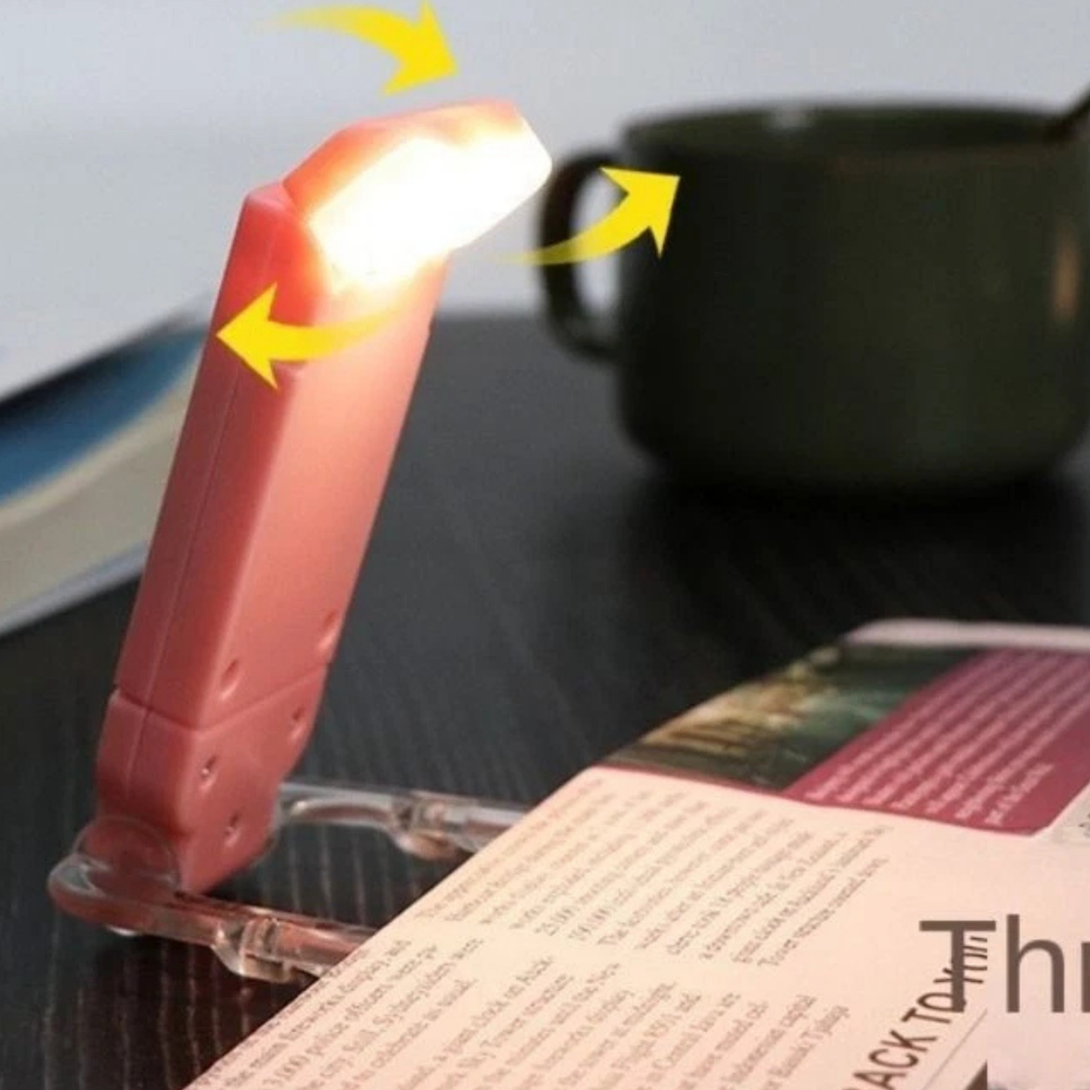 Pink 3 Colour LED Book Reading Light Clip On Rechargeable Night Lamp