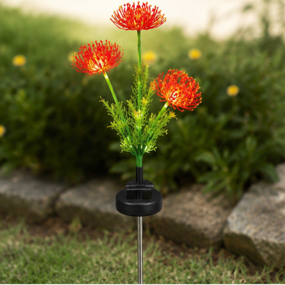 Red Waterproof Solar Garden Flower Lights Outdoor Courtyard LED Decoration