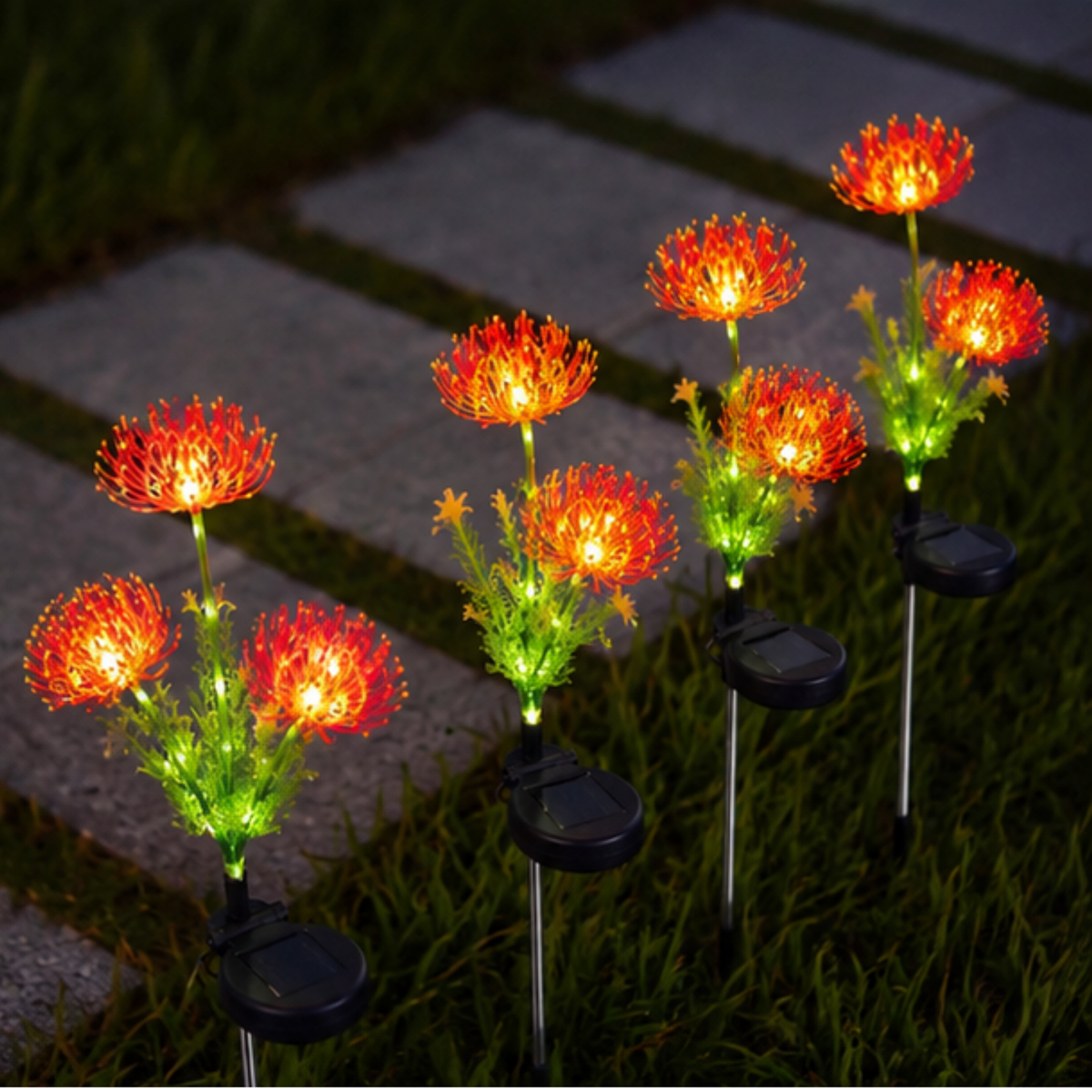 Red Waterproof Solar Garden Flower Lights Outdoor Courtyard LED Decoration