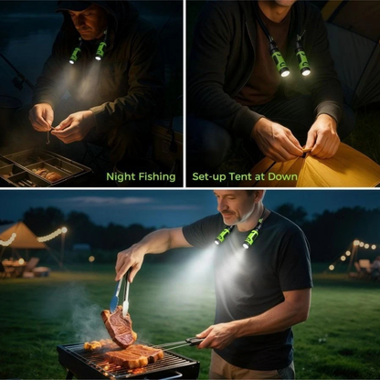 Green Rechargeable LED Neck Light Magnetic Headlamp Cycling Camping