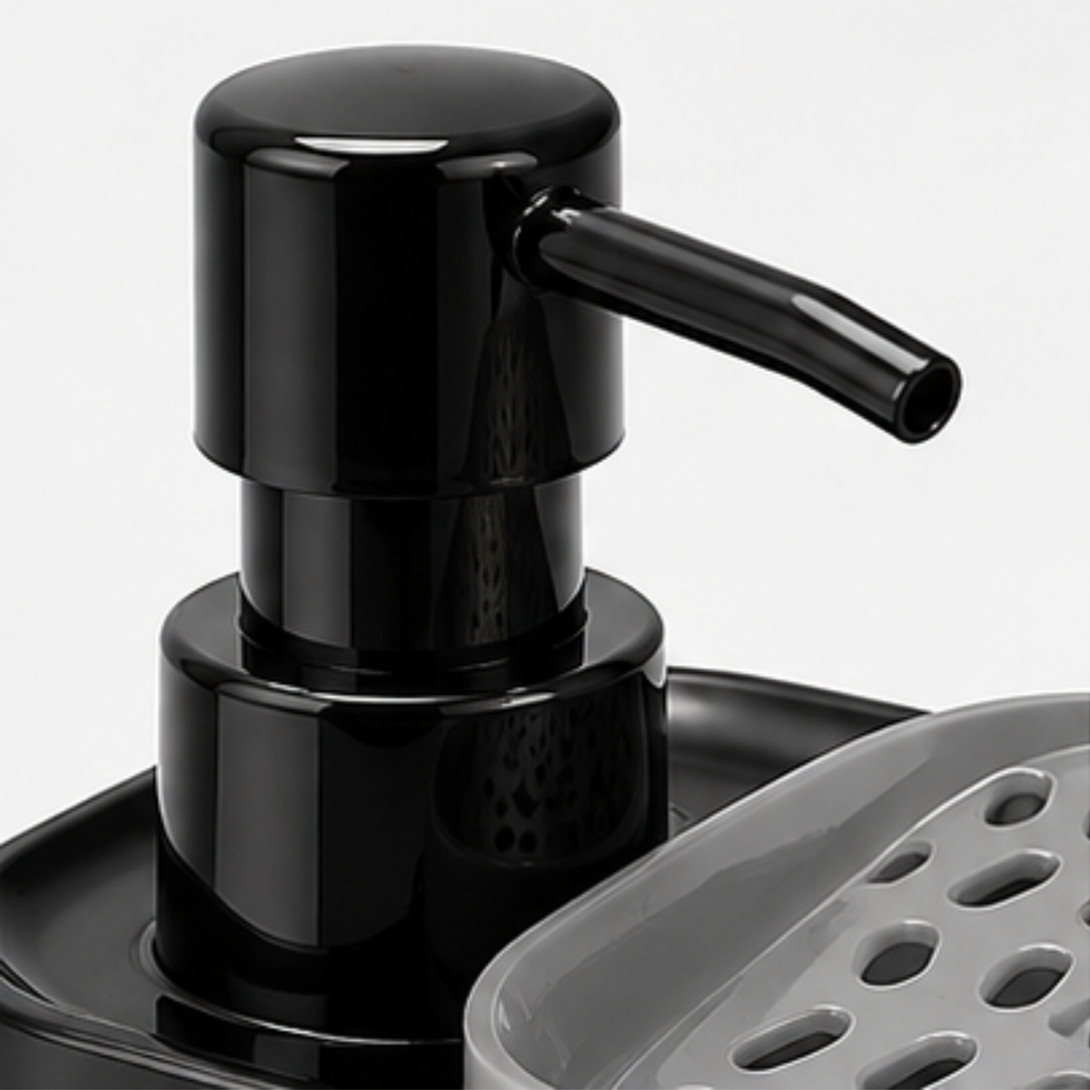 1x Black 3 In 1 Soap Pump Dispenser Sponge Holder Dishwashing Liquid
