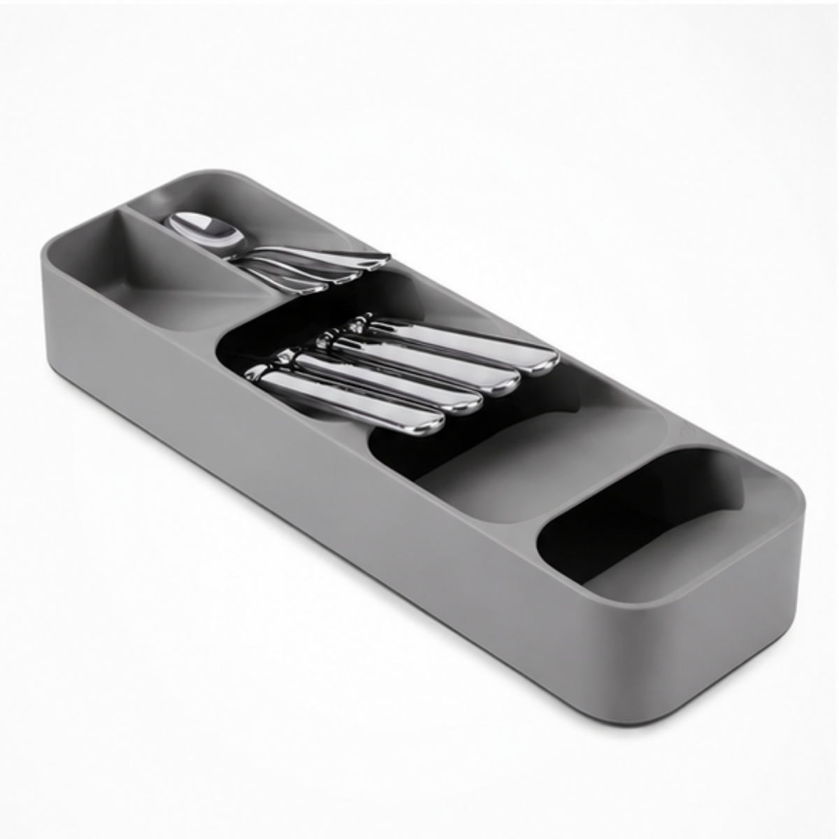 Grey Cutlery Organiser Kitchen Drawer Spoon Tray Insert Utensil Holder 1x